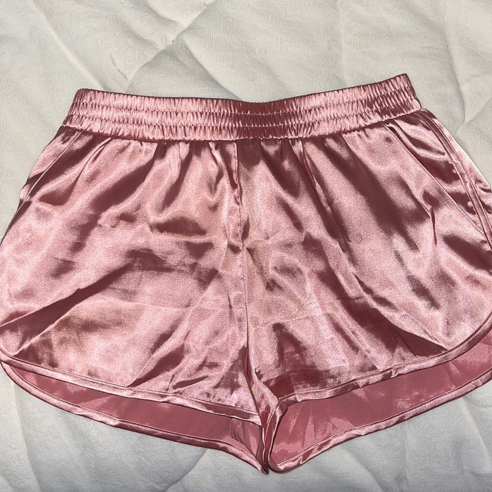 pink satin h&m shorts